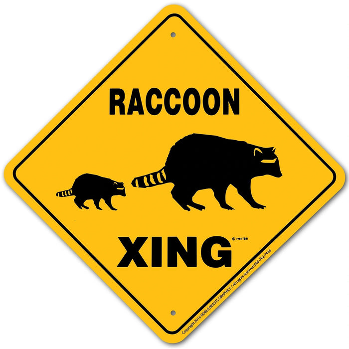 Raccoon Xing Sign Aluminum 12 in X 12 in #20744