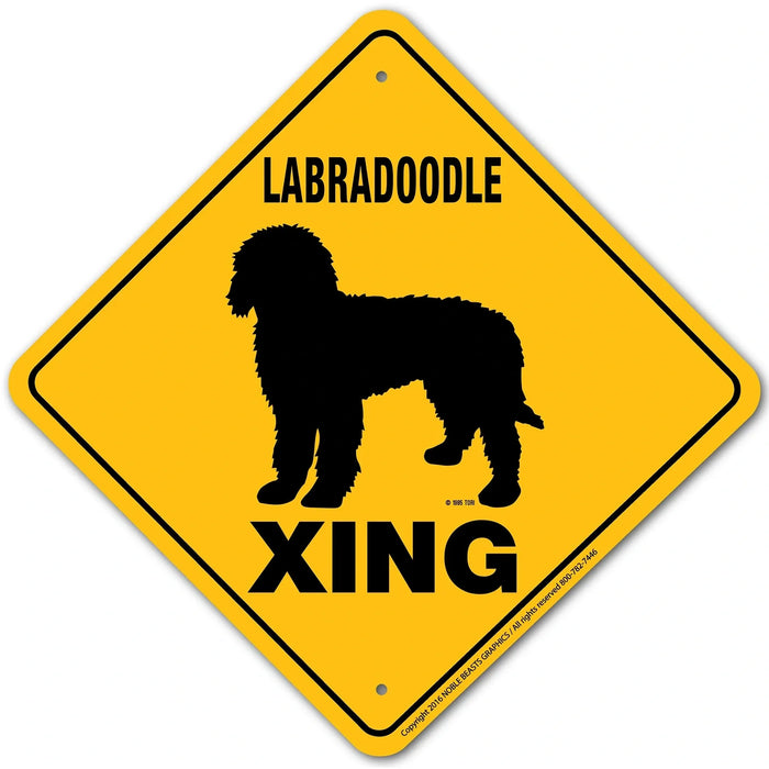 Labradoodle Xing Aluminum 12 in x 12 in #201010