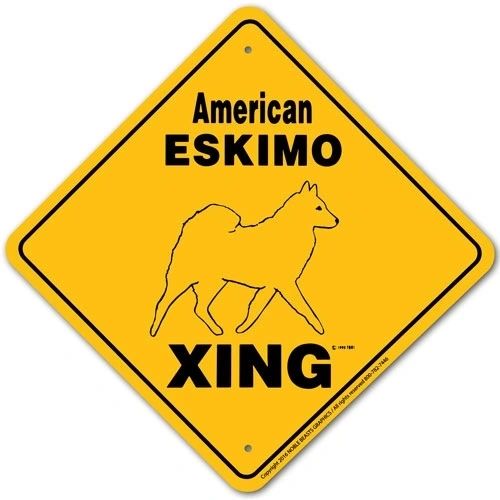American Eskimo Xing Sign Aluminum 12 in X 12 in #20773