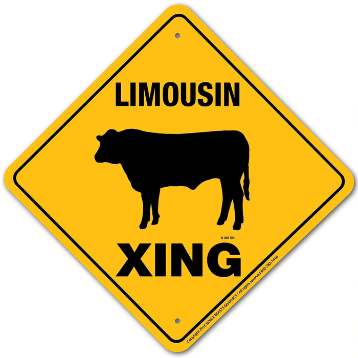 Limousin Xing Sign Aluminum 12 in X 12 in #20713