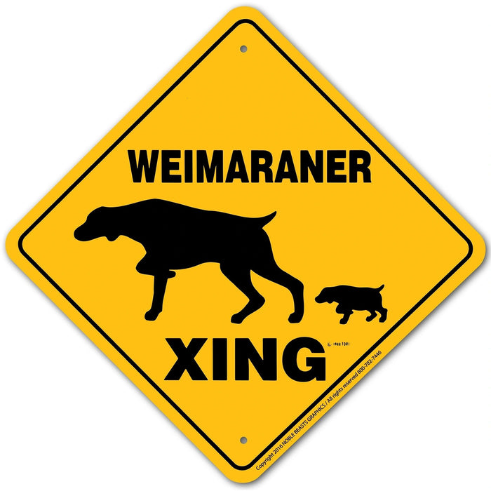 Weimaraner Xing Sign Aluminum 12 in X 12 in #20526