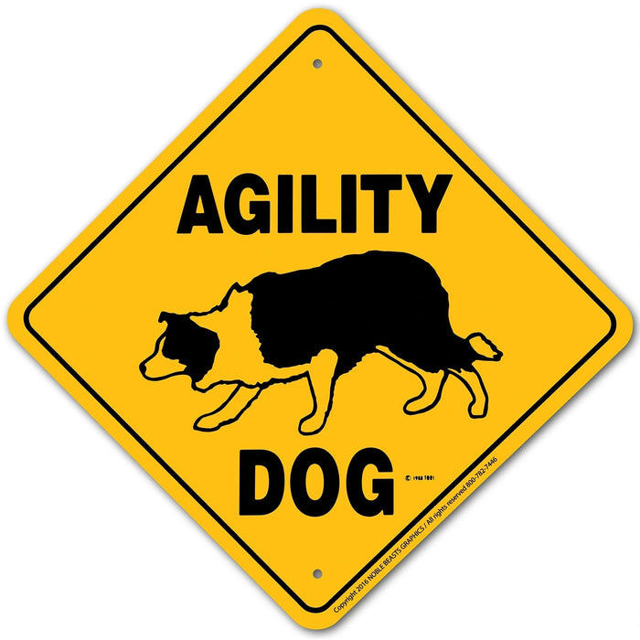 Agility Dog (Border Collie) Xing Sign Aluminum 12 in X 12 in #20102