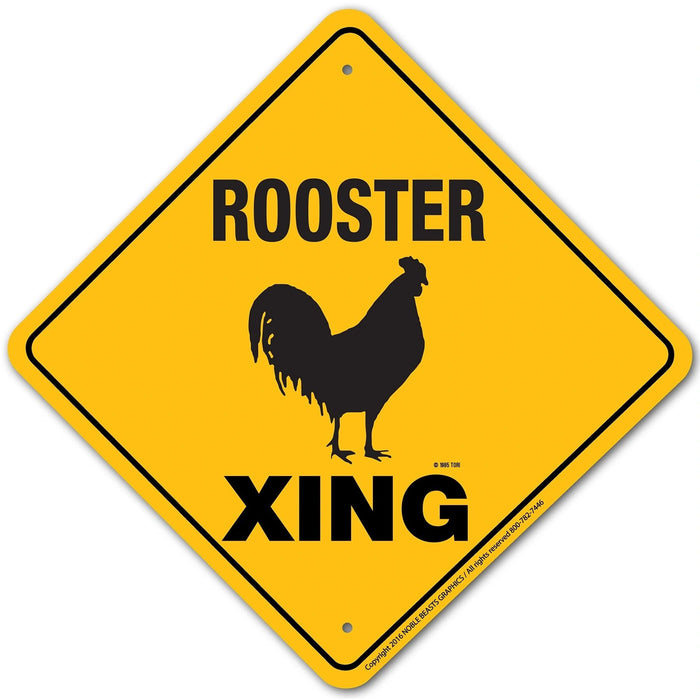 Rooster Xing Sign Aluminum 12 in X 12 in #20048