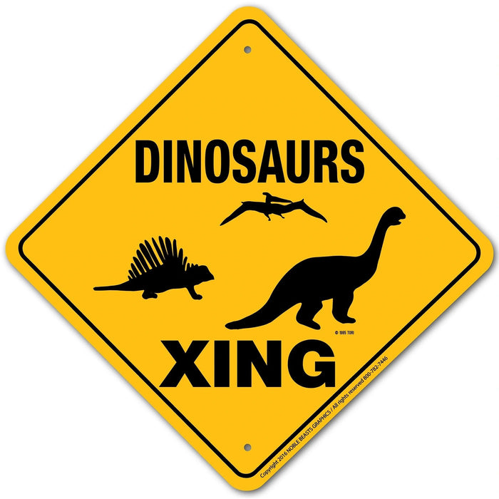 Dinosaurs Xing Sign Aluminum 12 in X 12 in #20757