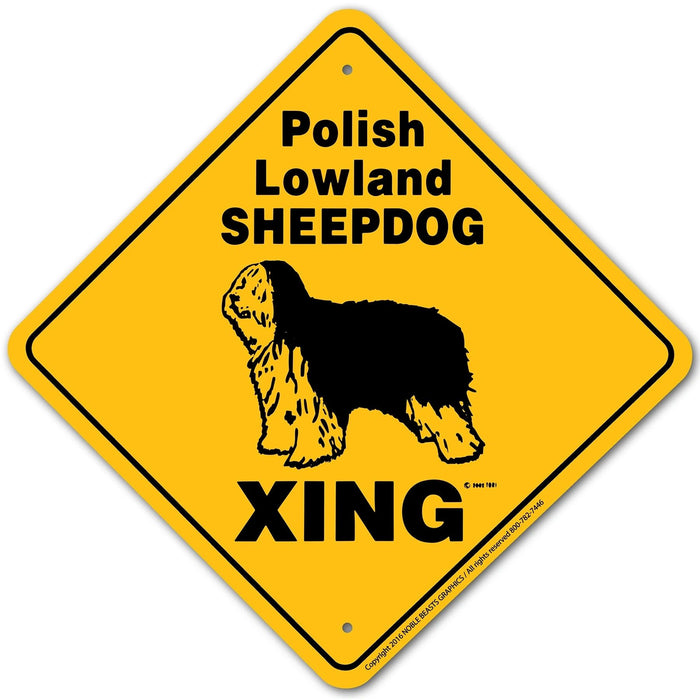 Polish Lowland Sheepdog Xing Sign Aluminum 12 in X 12 in #20044