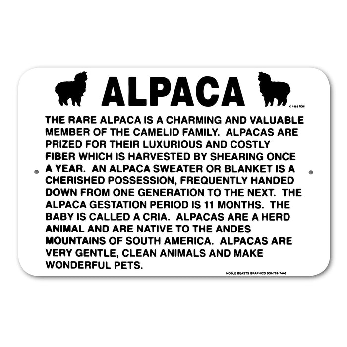 Alpaca Information Sign Aluminum 12 in X 18 in #146718