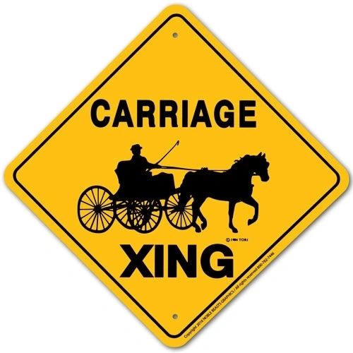 Carriage (4 Wheel) Xing Sign Aluminum 12 in X 12 in #20314