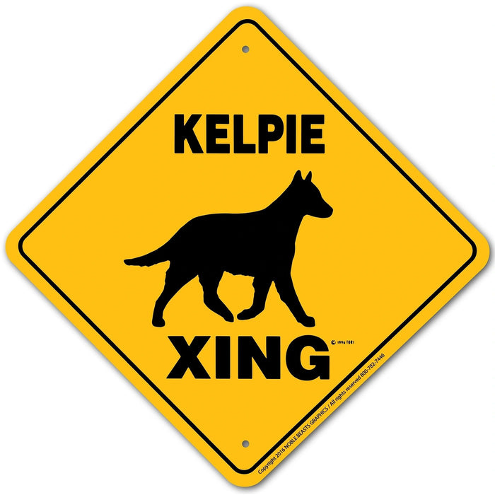 Kelpie Xing Sign Aluminum 12 in X 12 in #20867