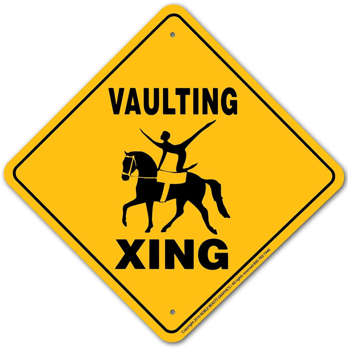Vaulting Xing Sign Aluminum 12 in X 12 in #20564