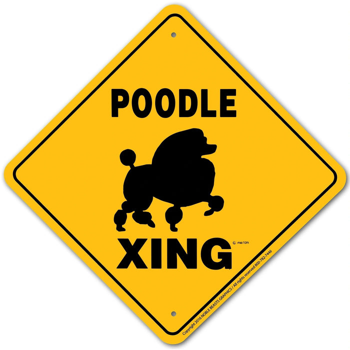 Poodle (Show Cut) Xing Sign Aluminum 12 in X 12 in #20460