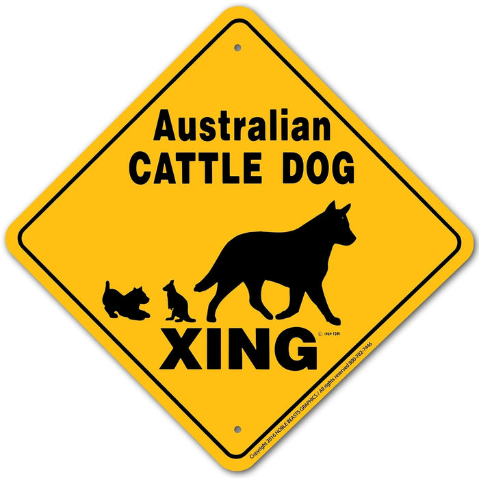 Austrailian Cattle Dog Xing Sign Aluminum 12 in X 12 in #20540