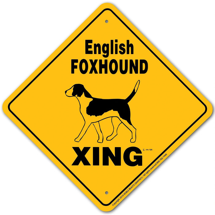 English Foxhound Xing Sign Aluminum 12 in X 12 in #20624