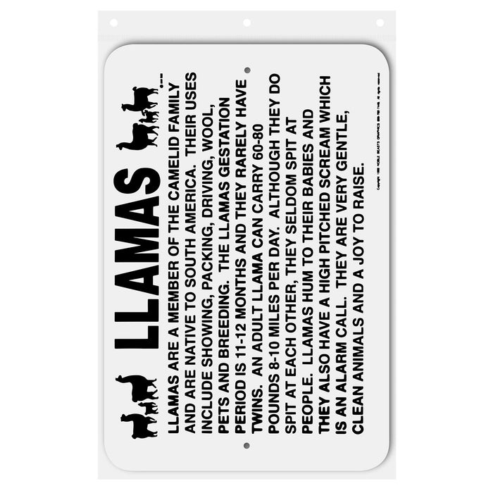 Llamas Information Sign Aluminum 12 in X 18 in #146687