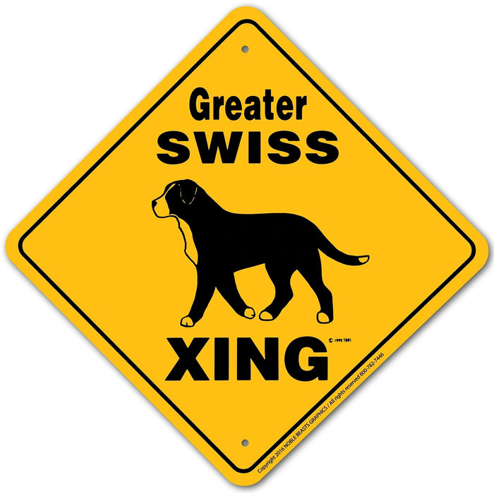 Greater Swiss Xing Sign Aluminum 12 in X 12 in #20748
