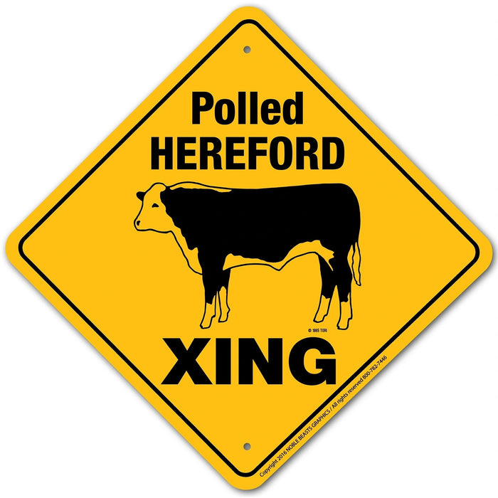 Polled Hereford Xing Sign Aluminum 12 in X 12 in #20715