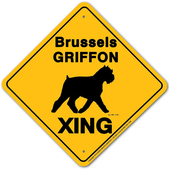 Brussels Griffon Xing Sign Aluminum 12 in X 12 in #20607