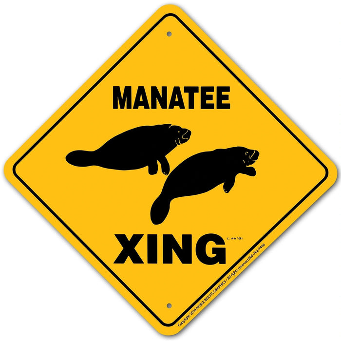 Manatee Xing Sign Aluminum 12 in X 12 in #20808