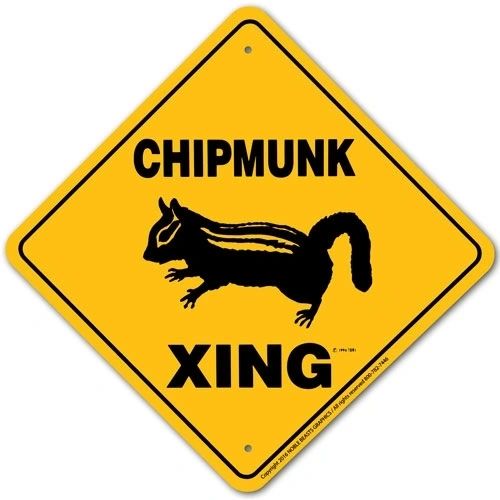 Chipmunk Xing Sign Aluminum 12 in X 12 in #20815