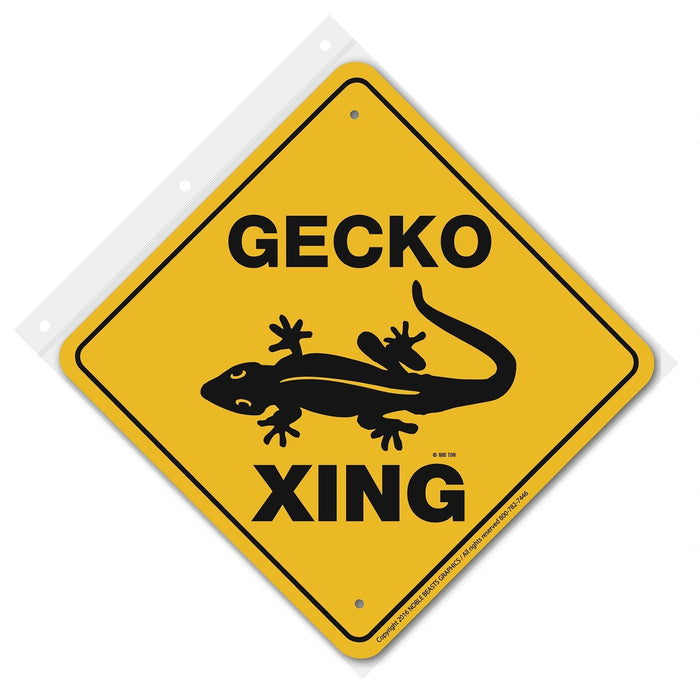 Gecko Xing Sign Aluminum 12 in X 12 in #20992