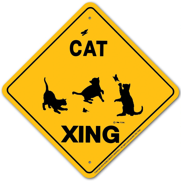 Cat Xing Sign Aluminum 12 in X 12 in #20402