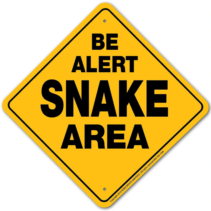 Be Alert Snake Area Sign Aluminum 12 in X 12 in #952