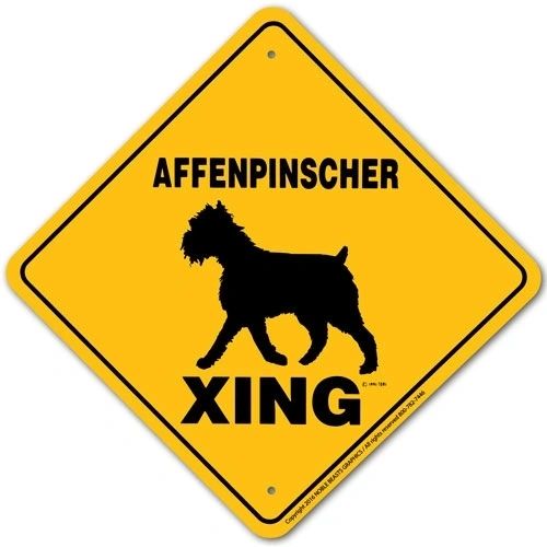 Affenpinscher Xing Sign Aluminum 12 in X 12 in #20659