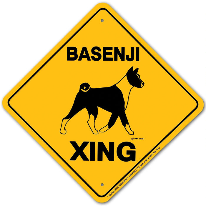 Basenji Xing Sign Aluminum 12 in X 12 in #20582