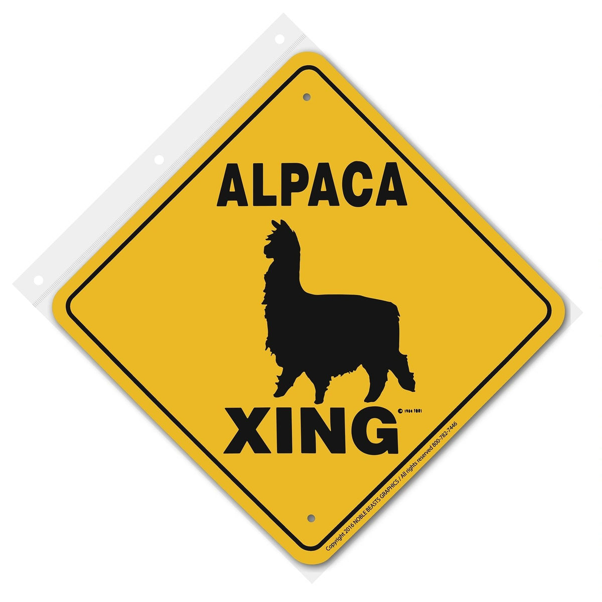 Alpaca (Suri) Xing Sign Aluminum 12 in X 12 in #20993