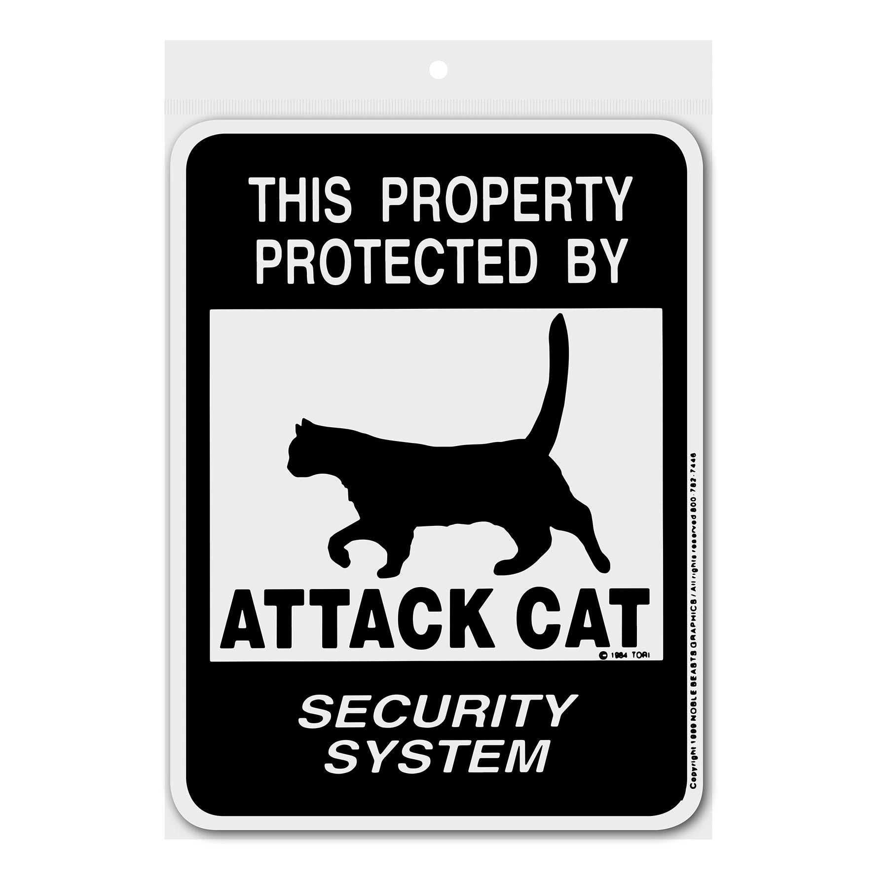 This Property Protected By Attack Cat Security System Sign Aluminum 9 in X 12 in #3245407