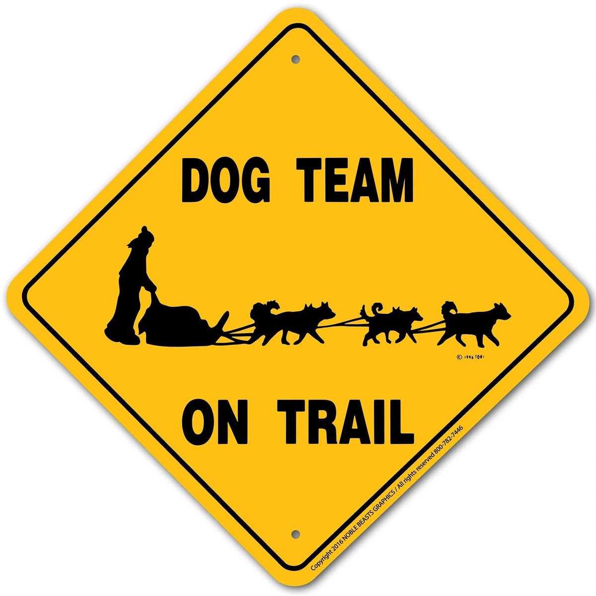 Dog Team on Trail Sign Aluminum 12 in X 12 in #20009