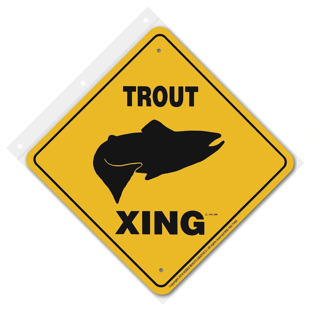 Trout Xing Sign Aluminum 12 in X 12 in #20786