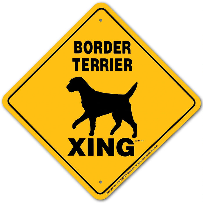 Border Terrier Xing Sign Aluminum 12 in X 12 in #20653