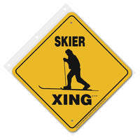 Skier (Cros Country) Xing Sign Aluminum 12 in X 12 in #20937