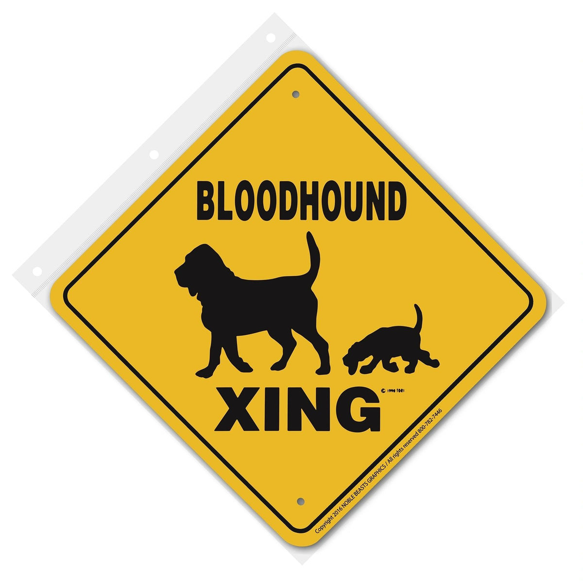 Bloodhound Xing Sign Aluminum 12 in X 12 in #20596