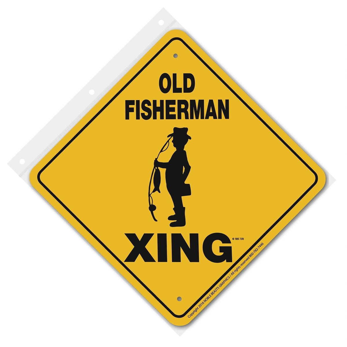 Old Fisherman Xing Sign Aluminum 12 in X 12 in #20793