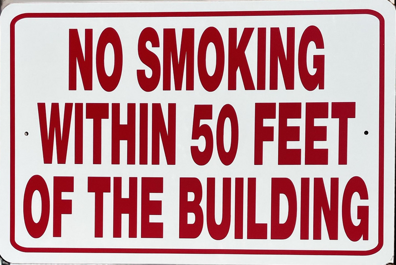 No Smoking Within 50ft of the Building Sign Aluminum 12 in X 18 in #14667050