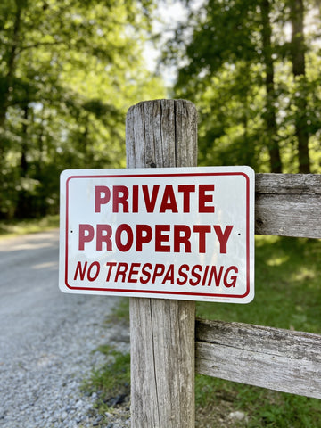 Private Property No Trespassing Sign Aluminum 12 in x 18 in #146731Red