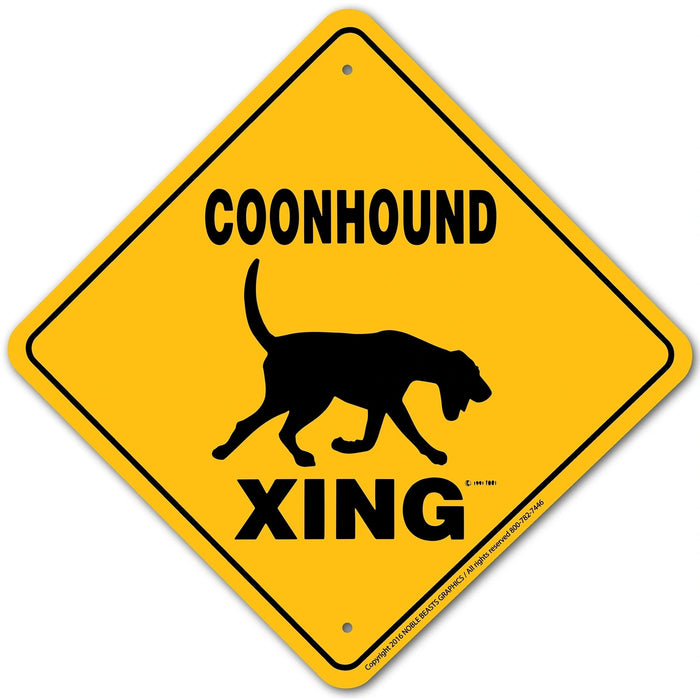 Coonhound Xing Sign Aluminum 12 in X 12 in #20628