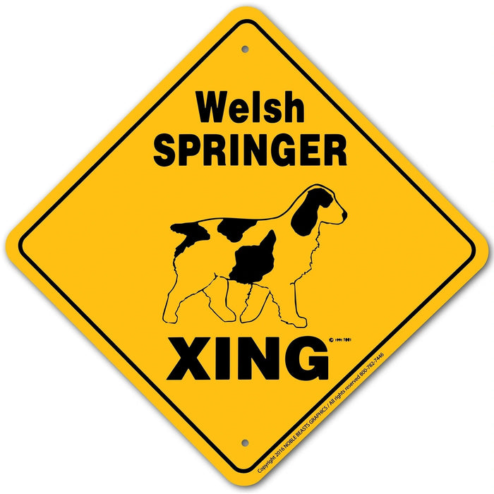 Welsh Springer Xing Sign Aluminum 12 in X 12 in #20662