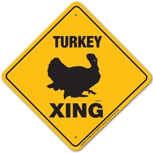 Turkey Xing Sign Aluminum 12 in X 12 in #20669