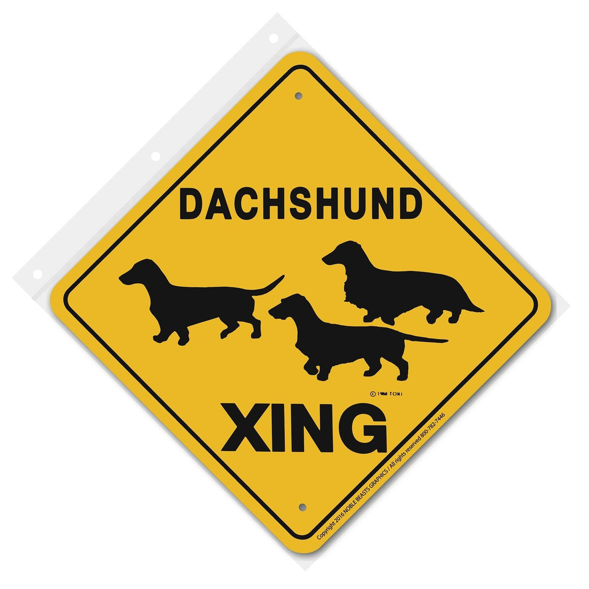 Dachshund All Coats Xing Sign Aluminum 12 in X 12 in #20452