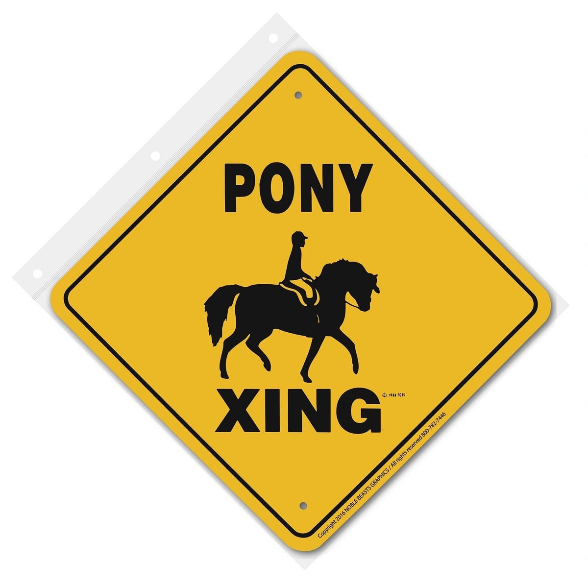 Pony (English) Xing Sign Aluminum 12 in X 12 in #20470