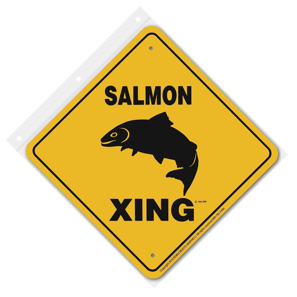 Salmon Xing Sign Aluminum 12 in X 12 in #20863