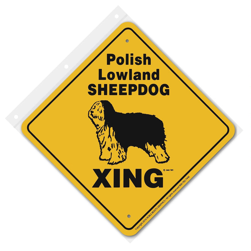 Polish Lowland Sheepdog Xing Sign Aluminum 12 in X 12 in #20044