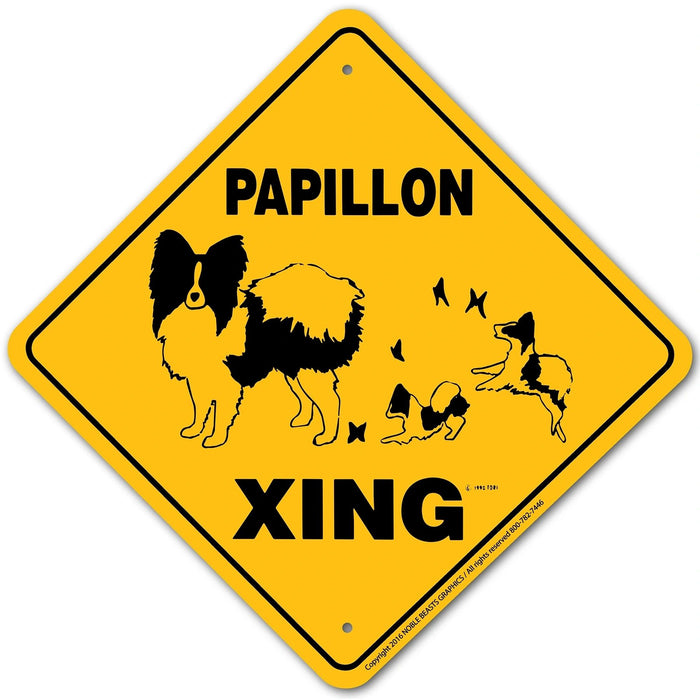 Papillon Xing Sign Aluminum 12 in X 12 in #20606