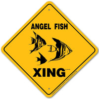 Angel Fish Xing Sign Aluminum 12 in X 12 in #20851