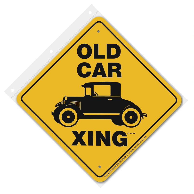 Old Car Xing Sign Aluminum 12 in X 12 in #20028