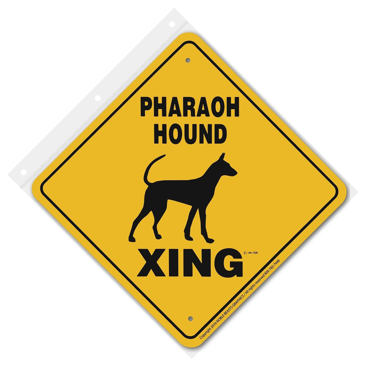 Pharaoh Hound Xing Sign Aluminum 12 in X 12 in #20641