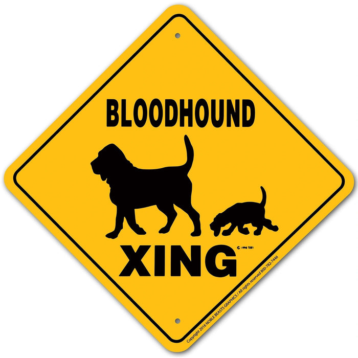 Bloodhound Xing Sign Aluminum 12 in X 12 in #20596
