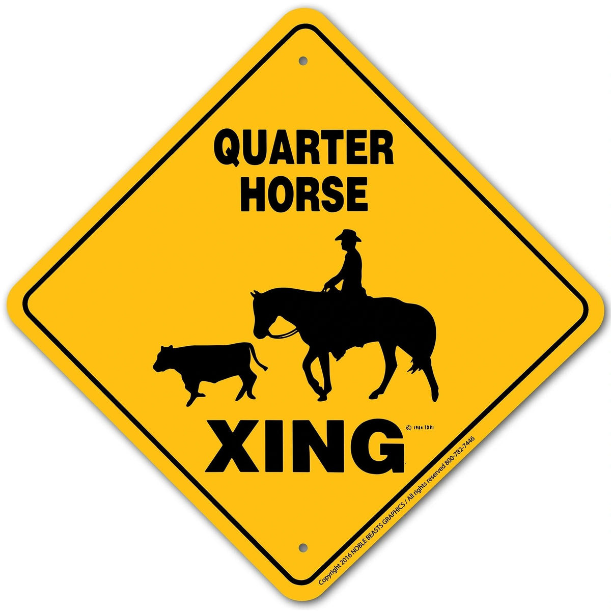 Quarter Horse (with Calf) Xing Sign Aluminum 12 in X 12 in #20310